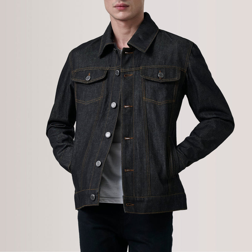 Conard Faded Чорна Denim Trucker Шкіряна куртка чоловіча