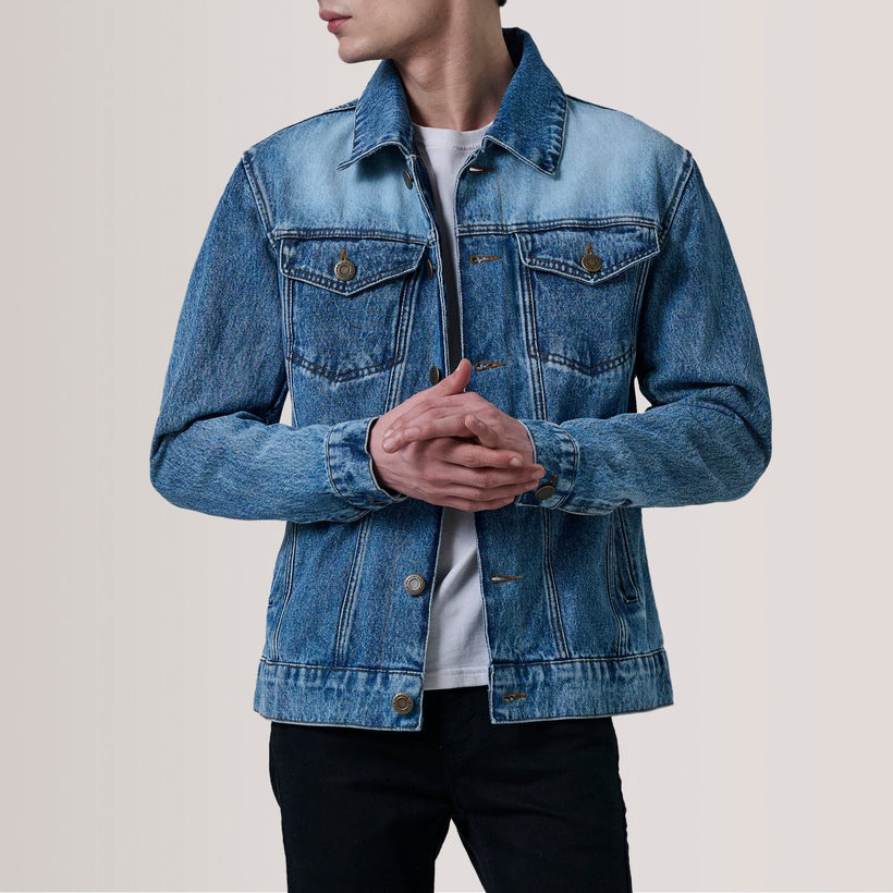 Conard Ice Синя Denim Trucker Шкіряна куртка чоловіча