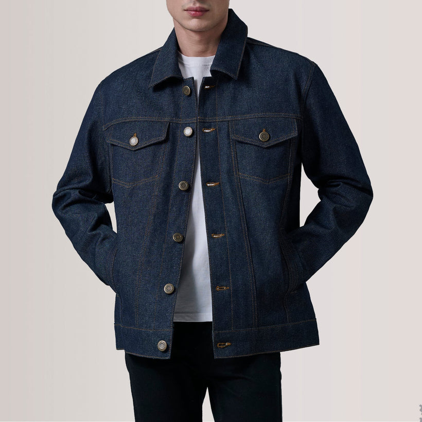 Conard Indigo Синя Denim Trucker Шкіряна куртка чоловіча