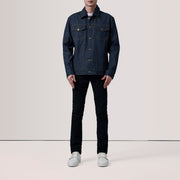 
Indigo Blue Full-Grain leather Jacket - Вигляд ззаду з ідеальною посадкою по плечах та рівним подолом