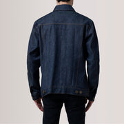
Крупний план деталей of Classic Collar & Heavy-Duty Zipper Hardware on Conard Ash Grey Denim Trucker Jacket For Men