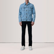 
Light Blue Full-Grain leather Jacket - Вигляд ззаду з ідеальною посадкою по плечах та рівним подолом