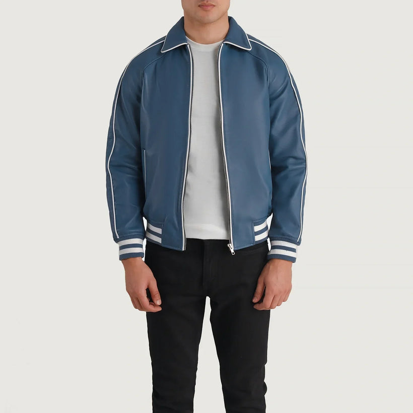 Cooper Синя Leather Varsity Шкіряна куртка чоловіча