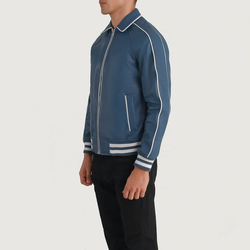 Cooper Синя Leather Varsity Шкіряна куртка чоловіча