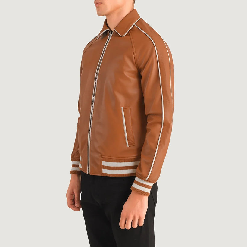 Cooper Руда Коричнева Leather Varsity Шкіряна куртка чоловіча