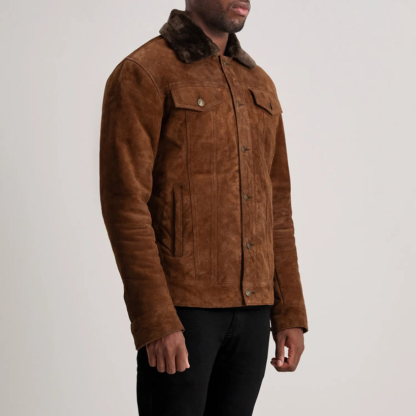 Dallis Коричнева Suede Shearling Trucker Шкіряна куртка чоловіча
