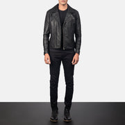 
Крупний план деталей of Notch & Zipper Hardware on Danny Quilted Brown Leather Biker Jacket