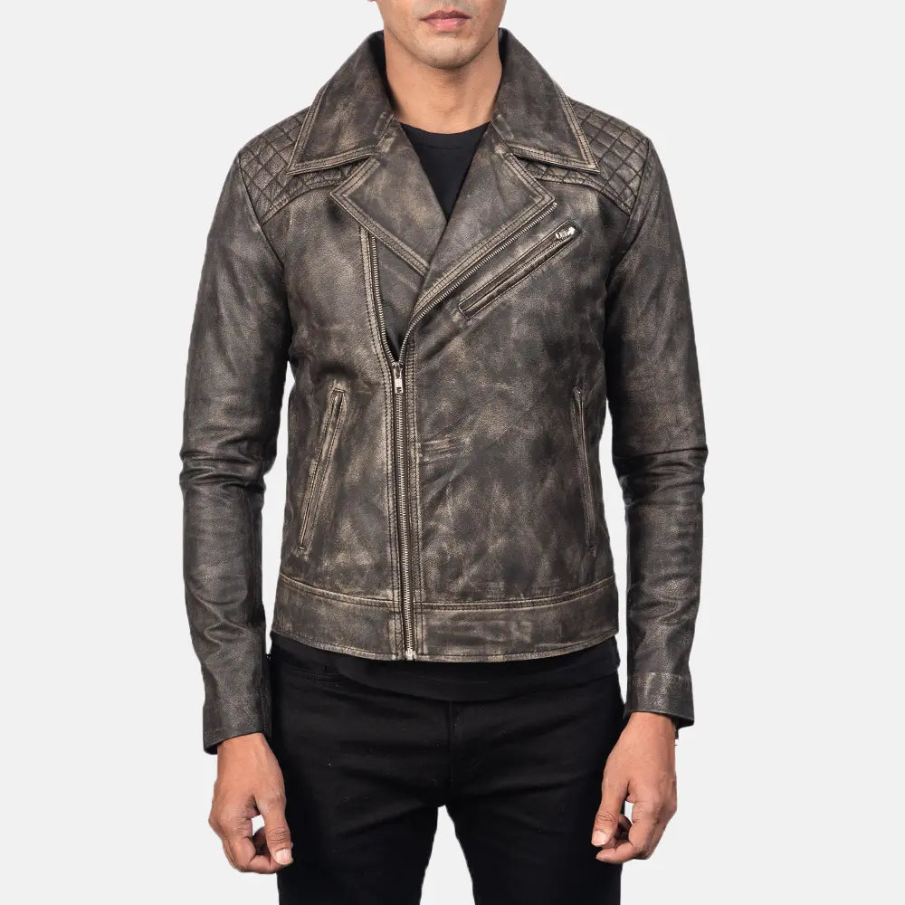 
Майстерність обробки подолу та швів на Danny Quilted Brown Leather Biker Jacket