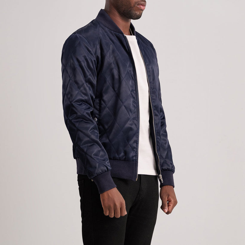 Danson Quilted Синя Varsity Шкіряна куртка чоловіча