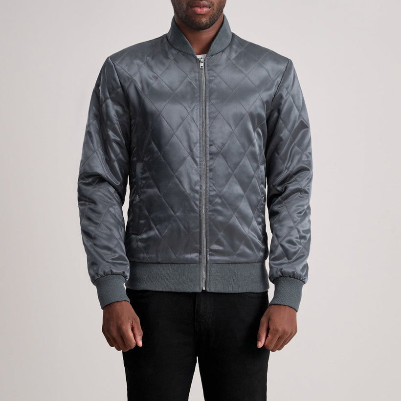 Danson Quilted Grey Varsity Шкіряна куртка чоловіча