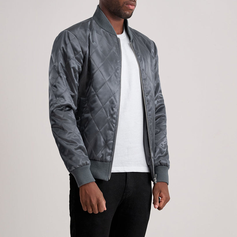 Danson Quilted Grey Varsity Шкіряна куртка чоловіча