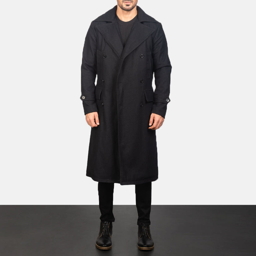 Detective Чорна Wool Coat чоловіча