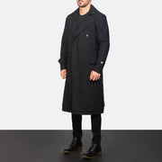 
Black Synthetic Wool Trench Coat - Вигляд ззаду з ідеальною посадкою по плечах та рівним подолом