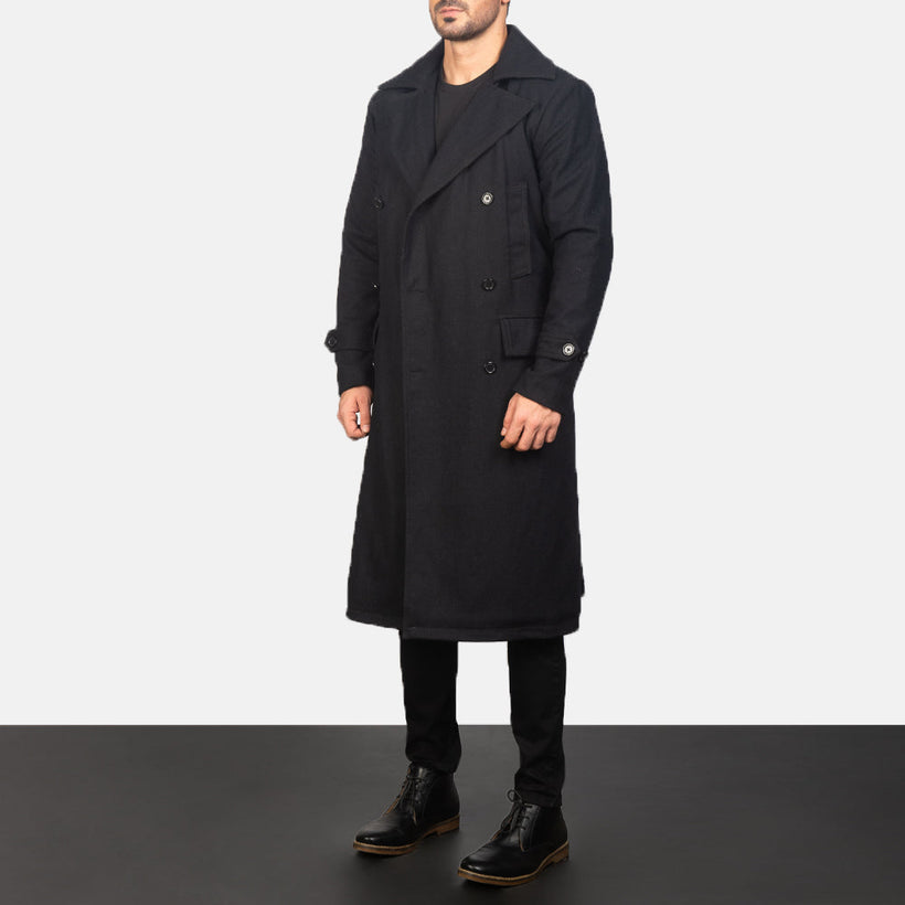 Detective Чорна Wool Coat чоловіча