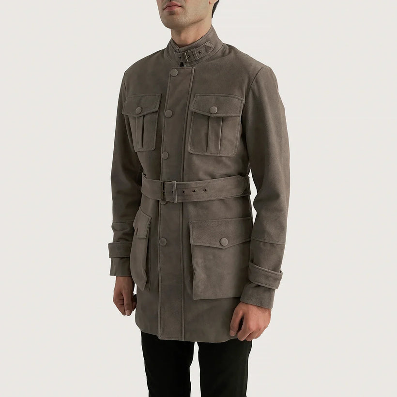 Dolf Grey Suede Шкіряна куртка чоловіча
