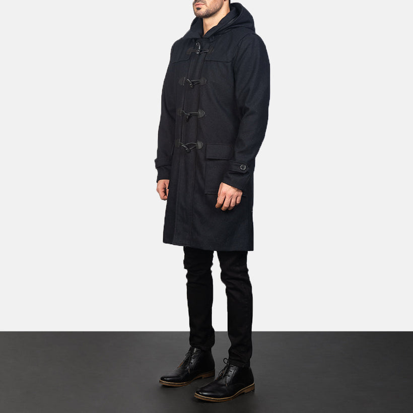 Drake Чорна Wool Hooded Duffle Coat чоловіча