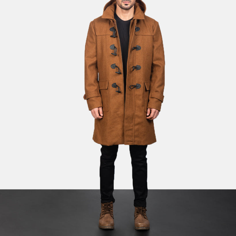 Drake Khaki Wool Hooded Duffle Coat чоловіча