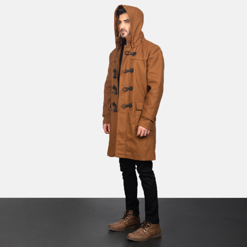 Drake Khaki Wool Hooded Duffle Coat чоловіча