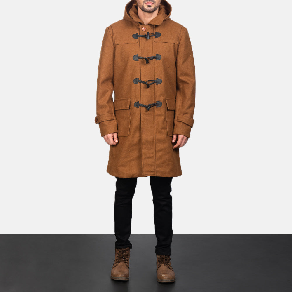 
Крупний план деталей of Shirt with Removable Hood & Toggle Buttons with Placket & Zipper Hardware on Drake Khaki Wool Duffle Coat