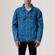 
Dark Blue Full-Grain leather Jacket - Вигляд ззаду з ідеальною посадкою по плечах та рівним подолом
