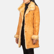 
Distressed Beige Goatskin Suede Leather Coat - Вигляд ззаду з ідеальною посадкою по плечах та рівним подолом