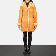 
Erica Beige Leather Coat - Вигляд збоку з ергономічним кроєм рукава