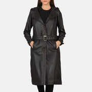 
Fixon Hooded Коричневий Шкіряний тренч для Жінок in Brown Sheepskin Leather - Вигляд спереду та приталений силует | Купити в офіційному онлайн-магазині