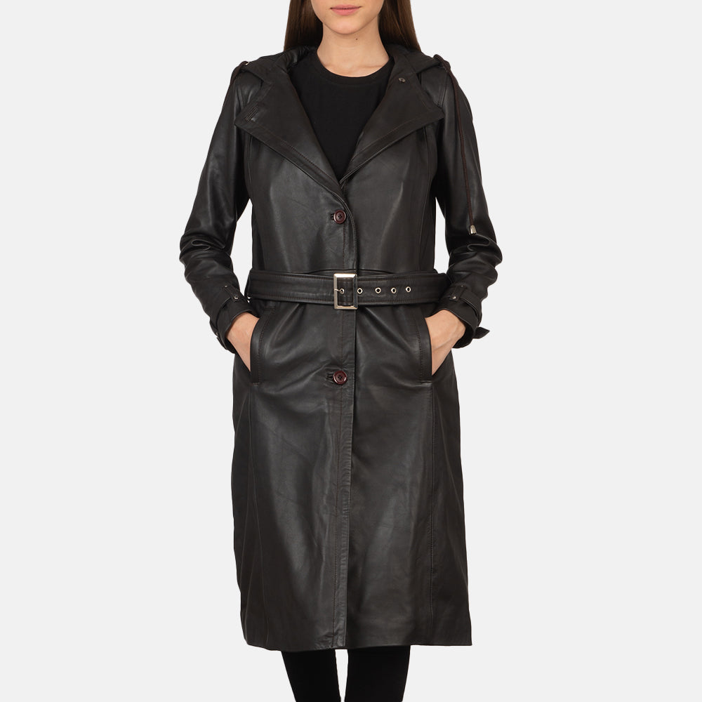 Luna Hooded Шкіряний бомбер для Жінок - Вигляд спереду та приталений силует | Купити в офіційному онлайн-магазині