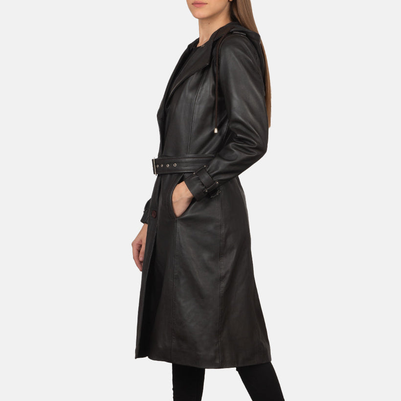 Fixon Hooded Коричнева Trench Coat жіноча