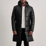 
Floyd Tan Hooded Leather Puffer Coat in Tan Brown Sheepskin Leather - Вигляд спереду та приталений силует | Купити в офіційному онлайн-магазині