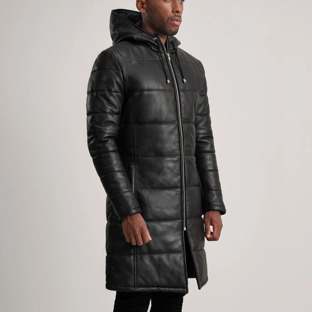 
Tan Brown Sheepskin Leather Hooded Jacket - Вигляд ззаду з ідеальною посадкою по плечах та рівним подолом