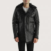 
Furcliff Чорний Шкіряне пальто для Чоловіків in Black Sheepskin Leather - Вигляд спереду та приталений силует | Купити в офіційному онлайн-магазині