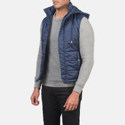 
Blue Nylon (Water-Resistant) Leather Vest - Вигляд ззаду з ідеальною посадкою по плечах та рівним подолом