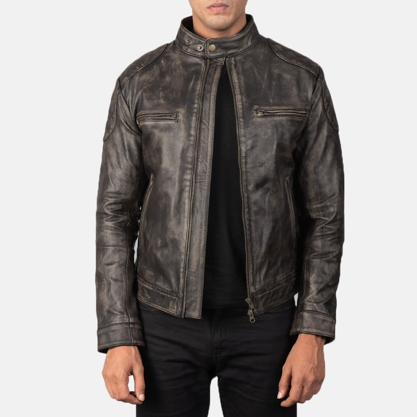 Gatsby Distressed Коричневий Шкіряна куртка для Чоловіків
