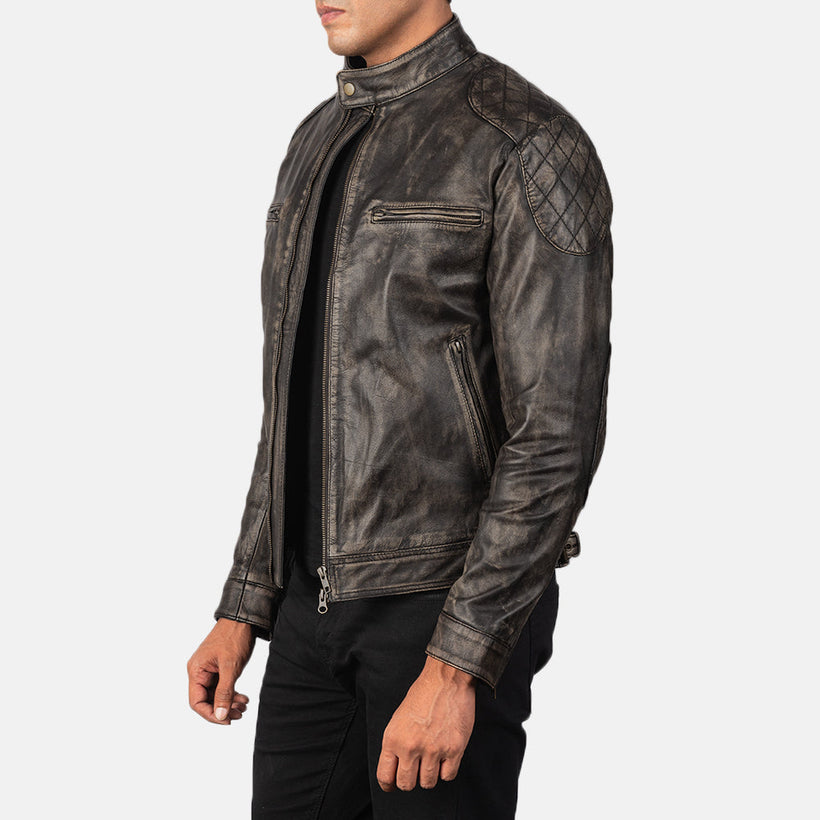Gatsby Distressed Коричневий Шкіряна куртка для Чоловіків