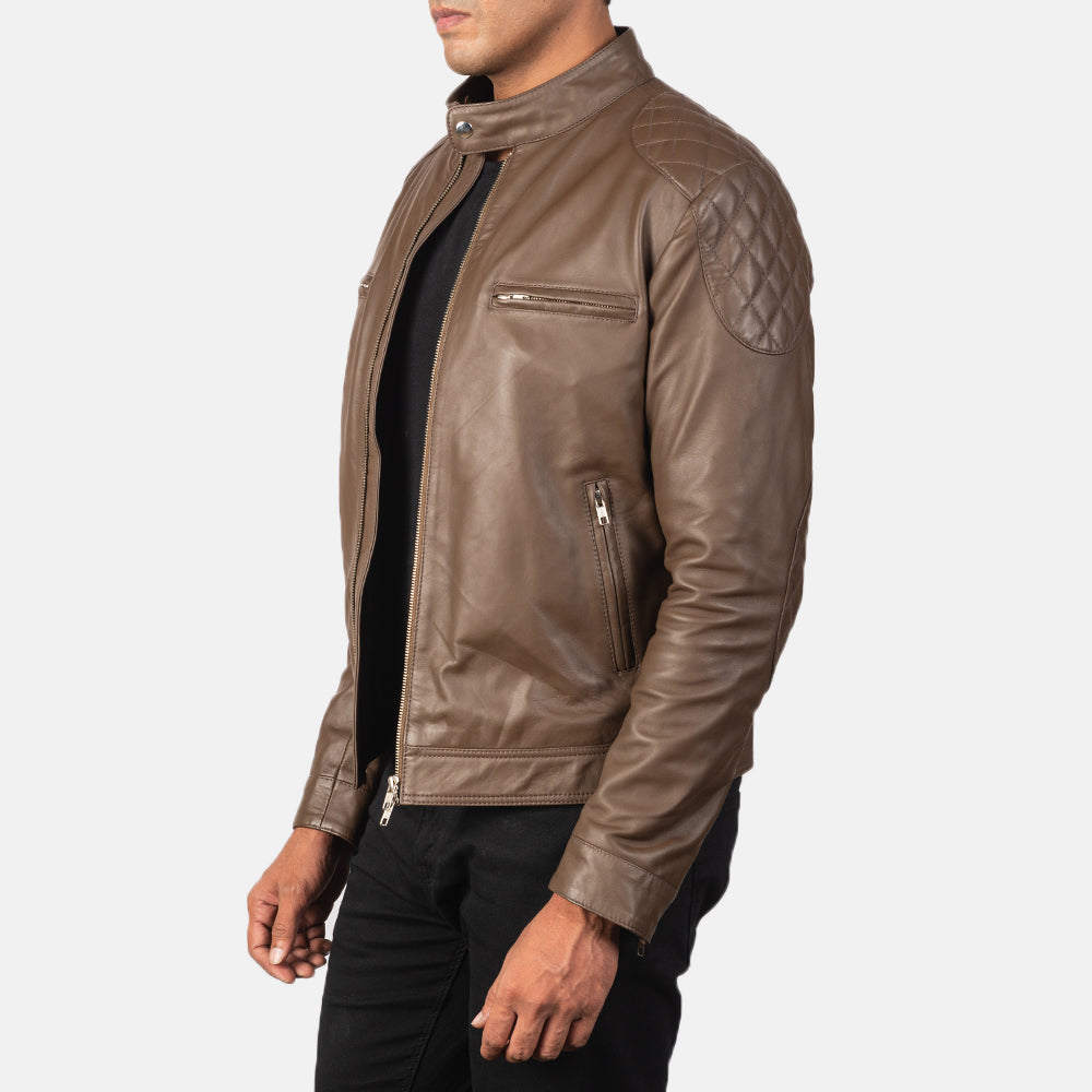 
Dark Brown Sheepskin Leather Biker Jacket - Вигляд ззаду з ідеальною посадкою по плечах та рівним подолом
