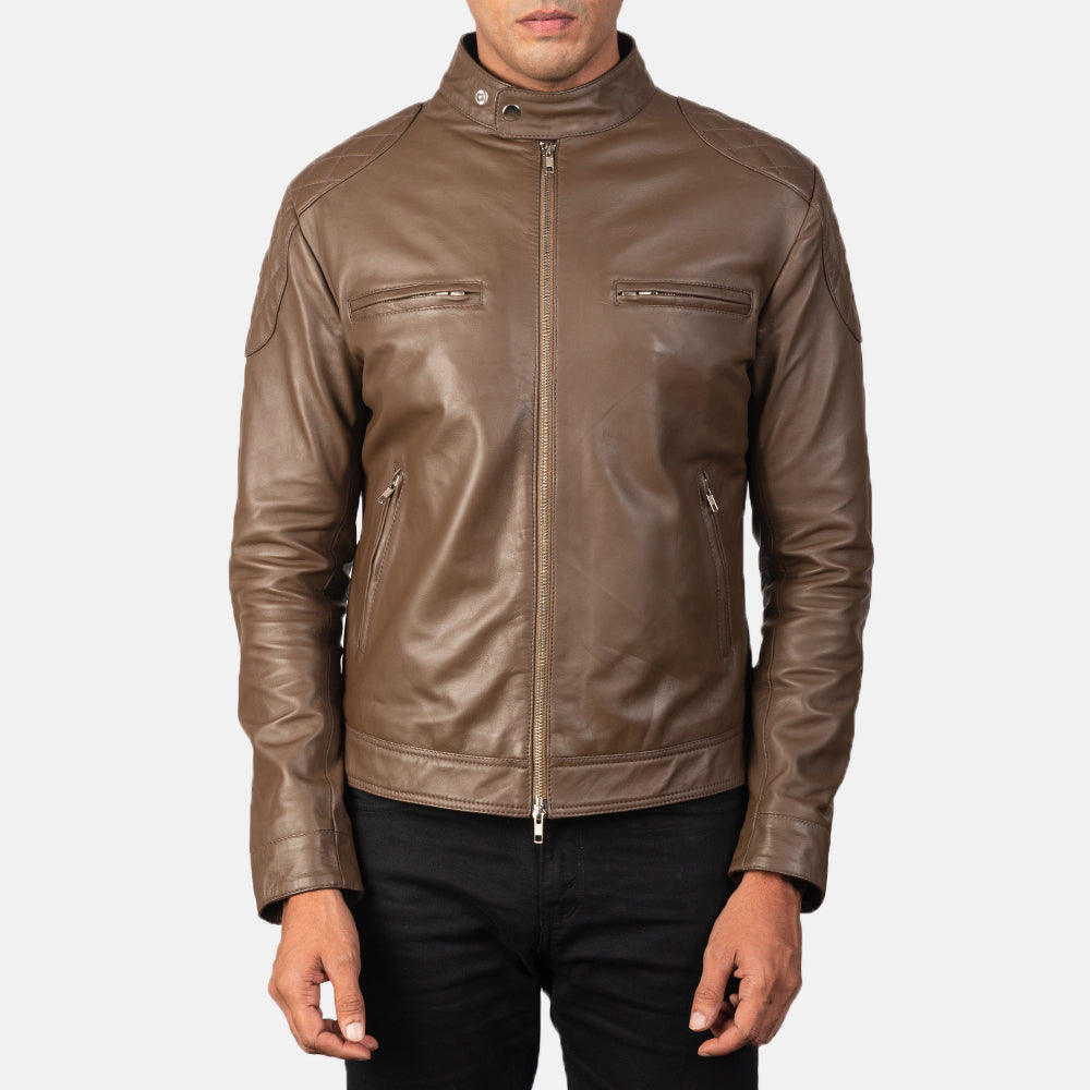 
Крупний план деталей of Band with snap buttons & Zipper Hardware on Gatsby Mocha Шкіряна косуха для Чоловіків