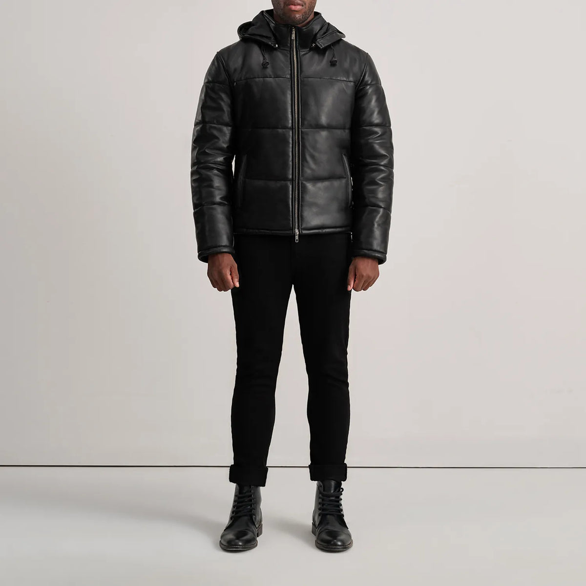 
Gordon Tan Hooded Leather Puffer Jacket - Вигляд збоку з ергономічним кроєм рукава