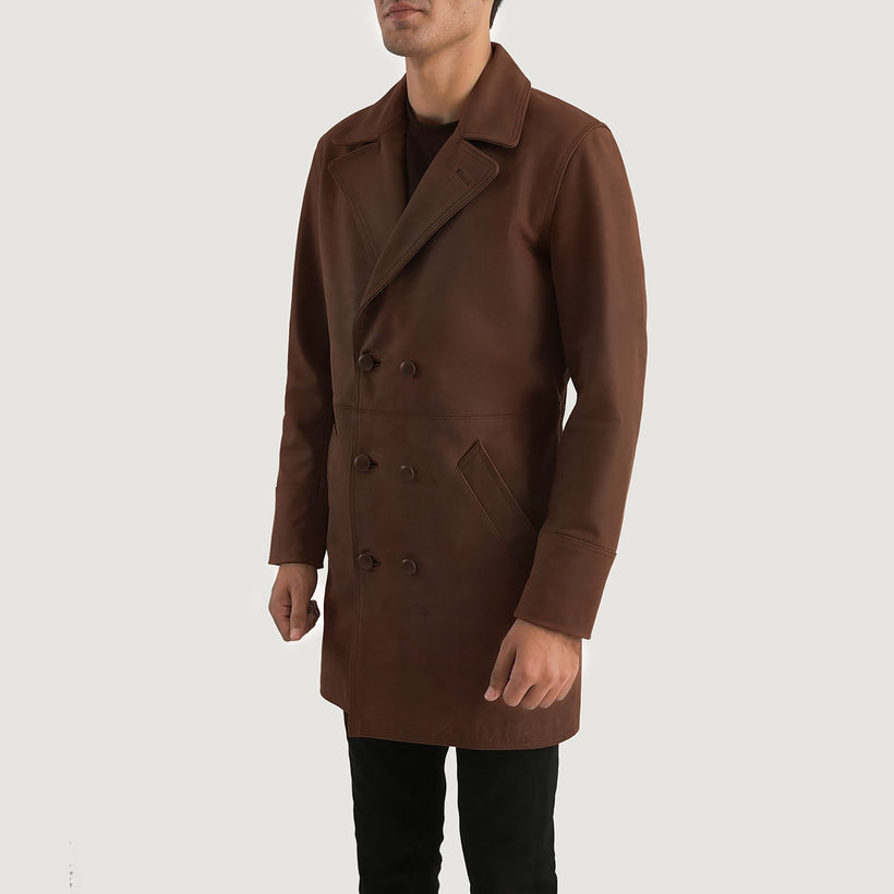 Half Life Коричнева Leather Coat чоловіча