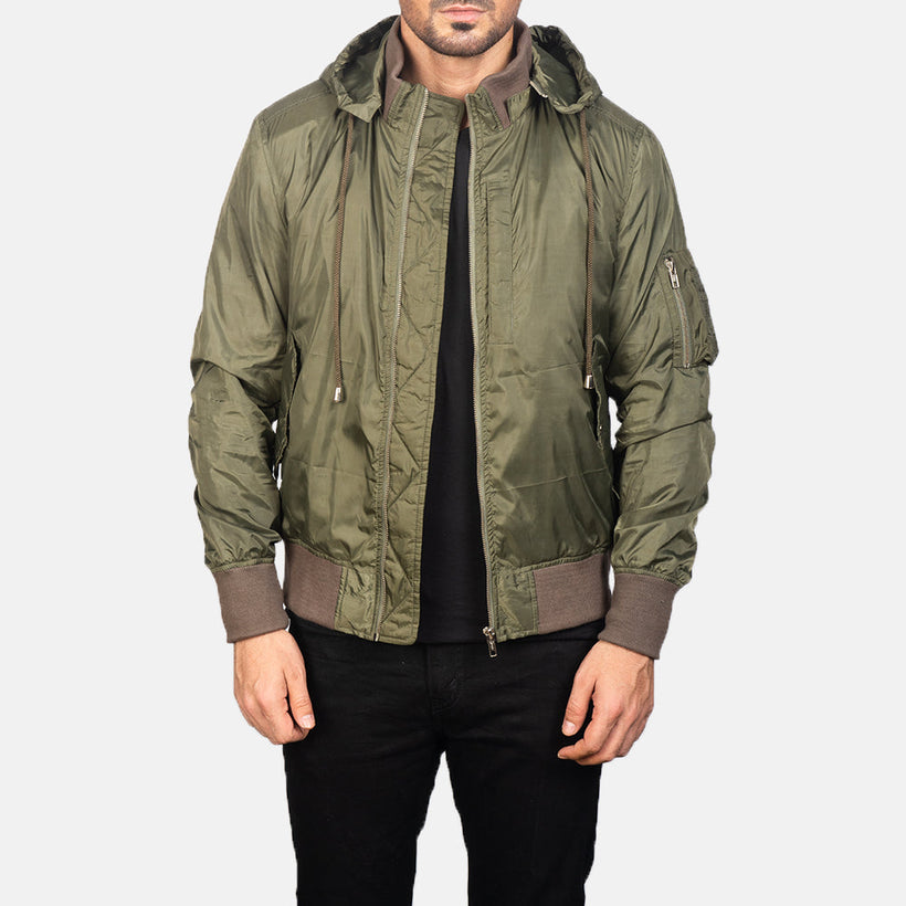 Hanklin MA-1 Green Hooded Шкіряний бомбер чоловіча