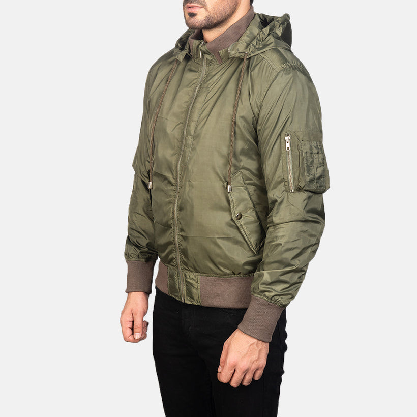 Hanklin MA-1 Green Hooded Шкіряний бомбер чоловіча