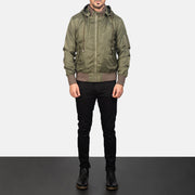 
Hanklin Ma-1 Green Hooded Bomber Jacket - Вигляд збоку з ергономічним кроєм рукава