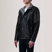 
Henrik Grey Suede Cafe Racer For Men - Вигляд збоку з ергономічним кроєм рукава