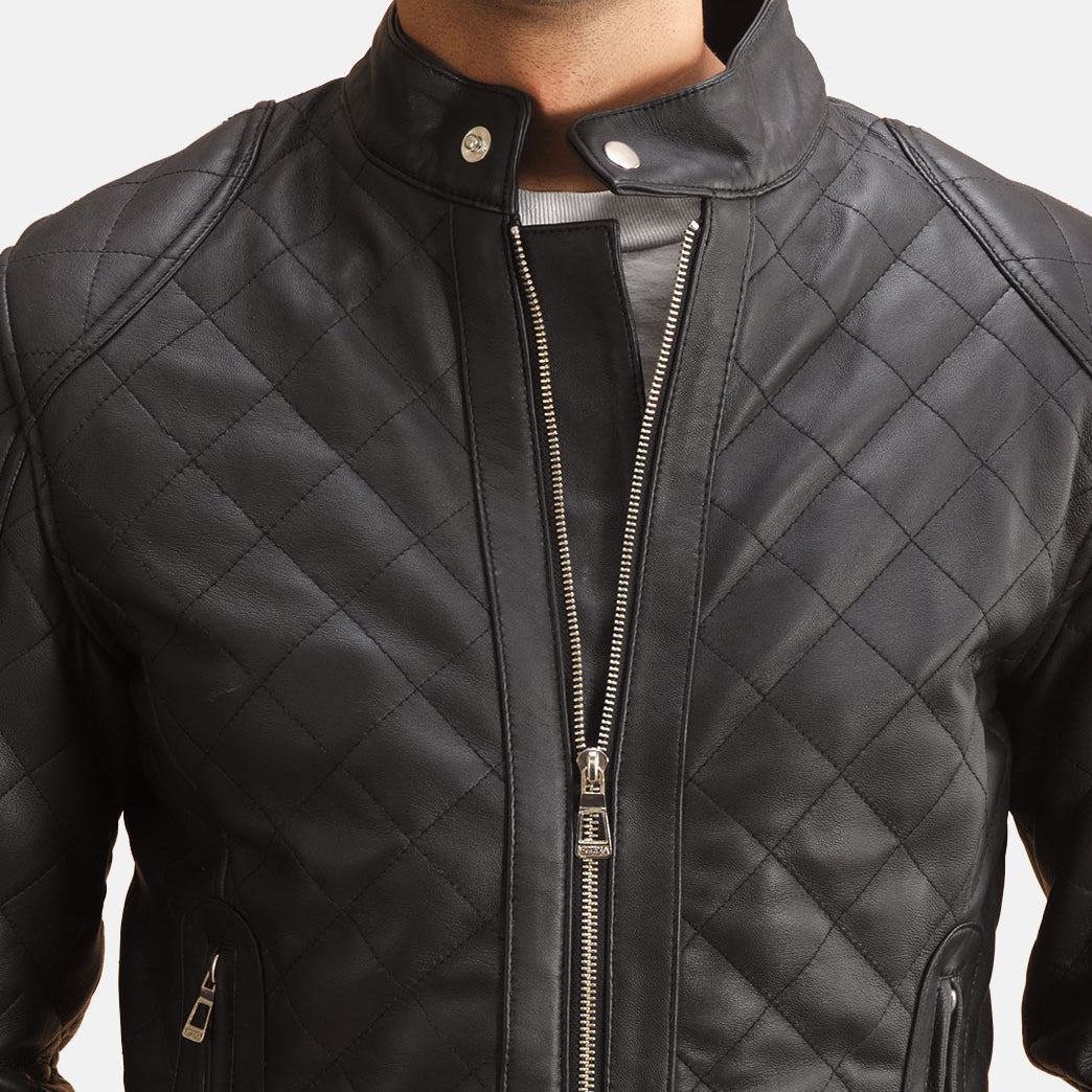 
Крупний план деталей of Band with Snap Button & Zipper Hardware on Henry Стьобаний Чорний Шкіряна куртка для Чоловіків