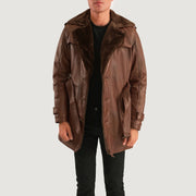 
Hunter Distressed Коричневий Fur Шкіряне пальто для Чоловіків - Вигляд збоку з ергономічним кроєм рукава