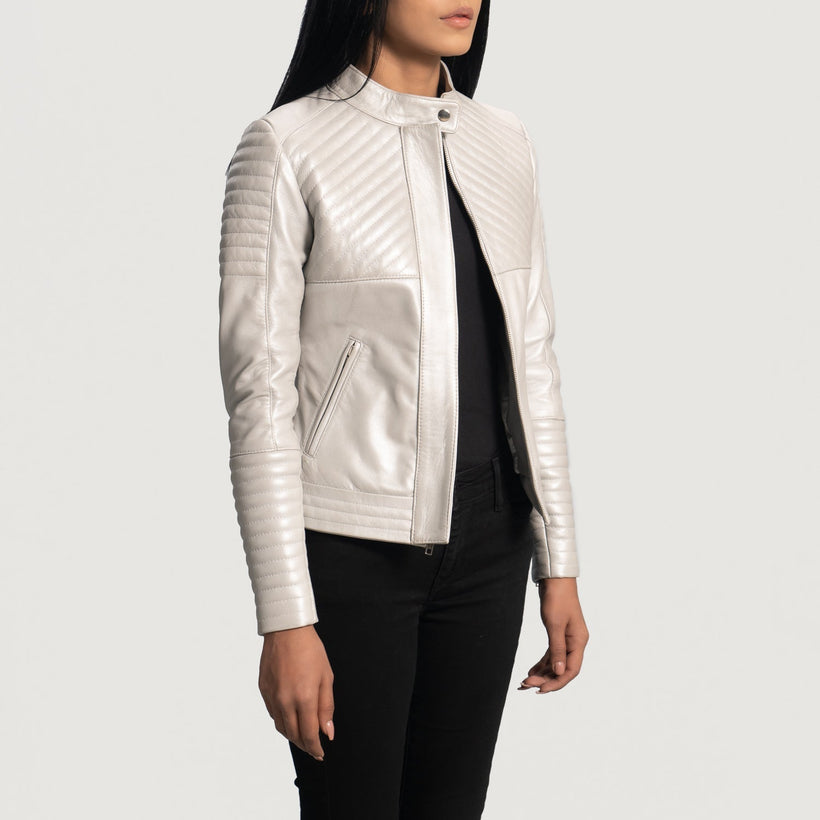Ice Maiden Silver Quilted Шкіряна косуха жіноча