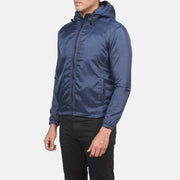 
Blue Nylon Hooded Jacket - Вигляд ззаду з ідеальною посадкою по плечах та рівним подолом