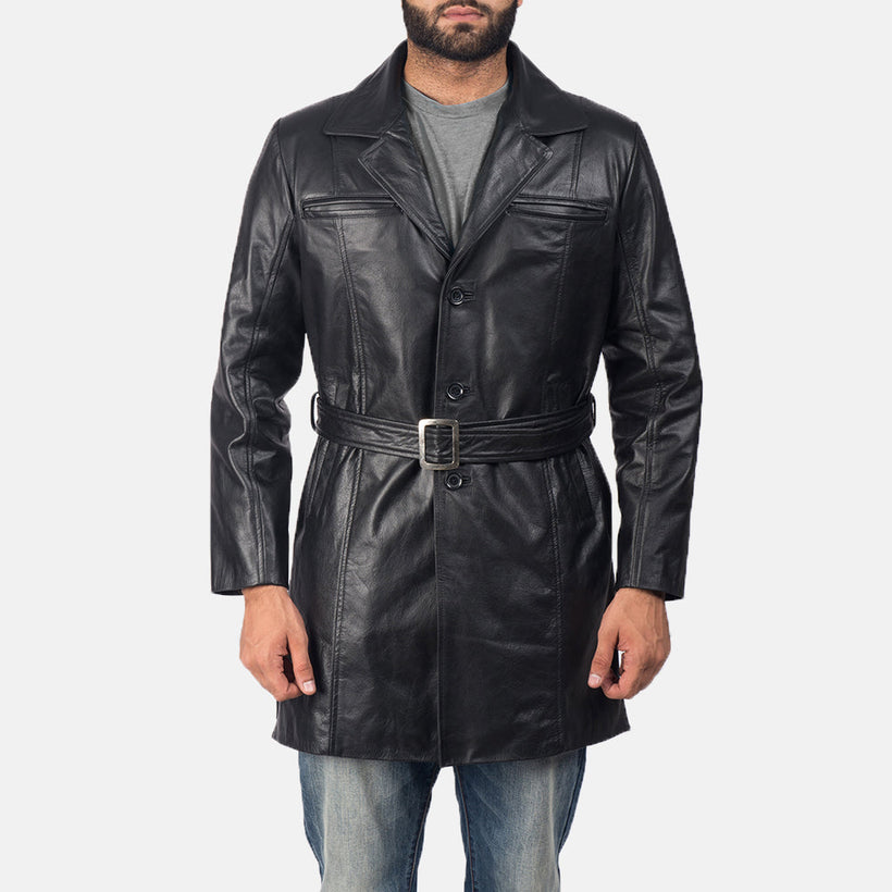 Jordan Чорна Leather Coat чоловіча