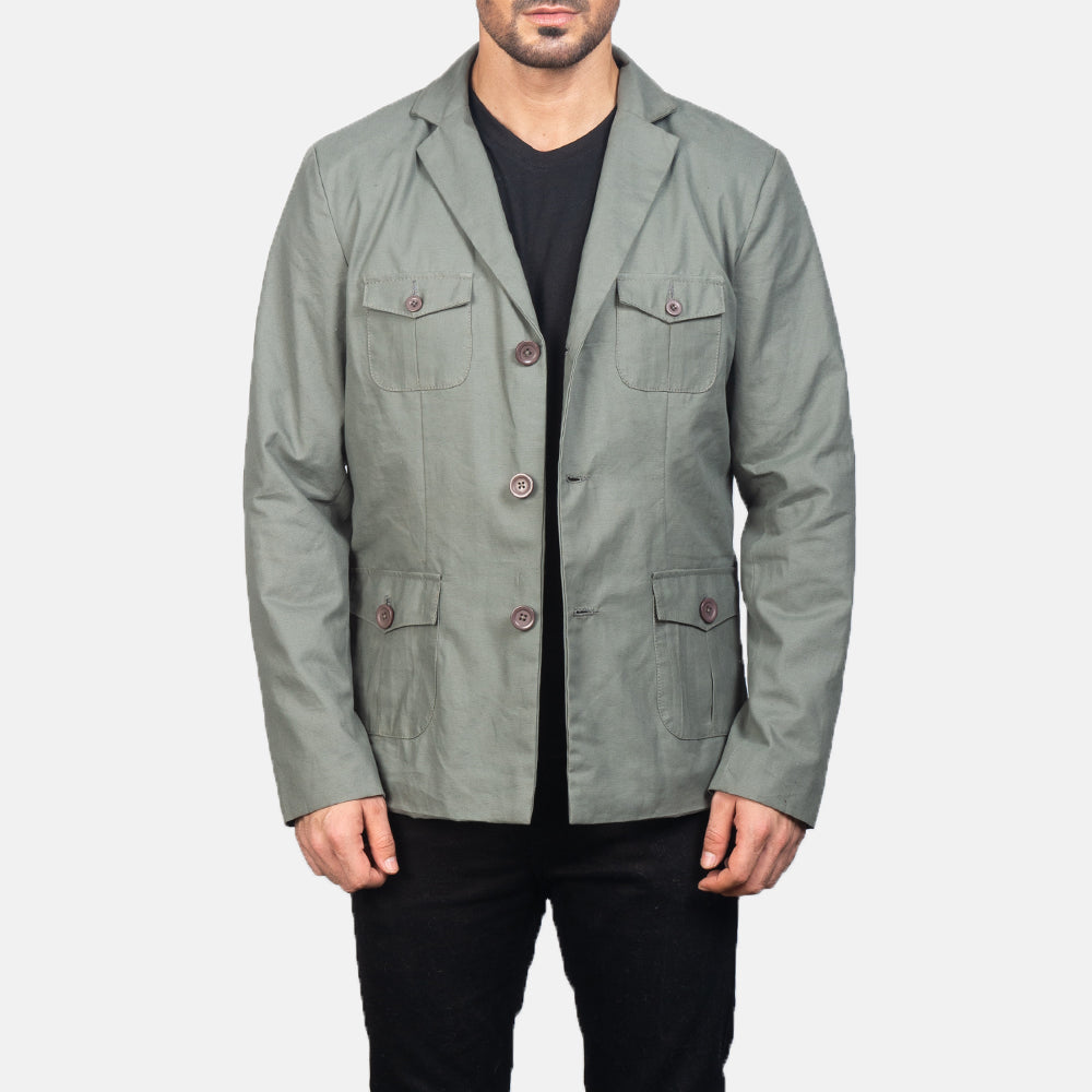 
Kajetan Grey Safari Шкіряна куртка для Чоловіків in Grey Poly-Cotton - Вигляд спереду та приталений силует | Купити в офіційному онлайн-магазині