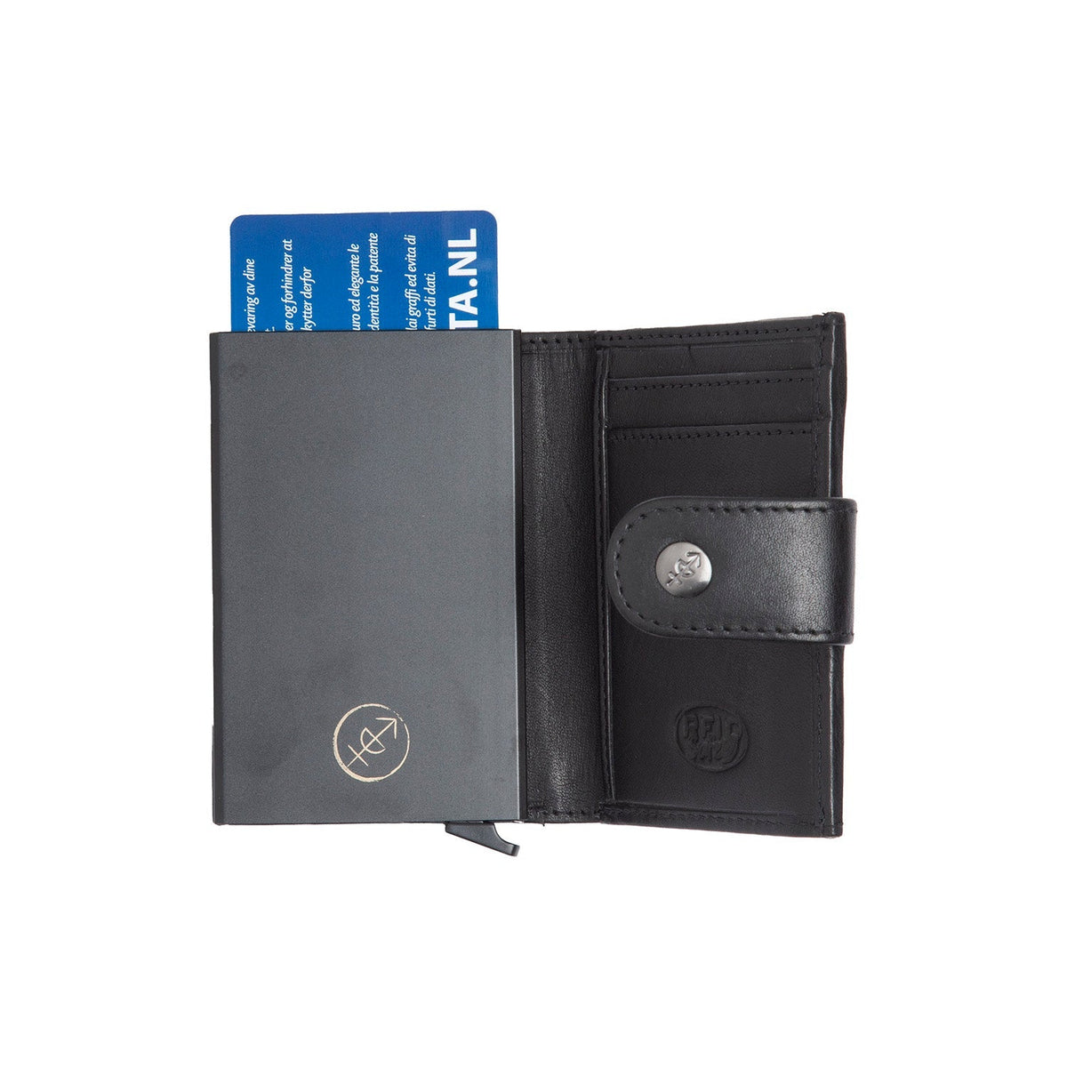 
Classic 100% Full-Grain Leather Card Holder - Вигляд ззаду з посиленими шкіряними ременями та прострочкою